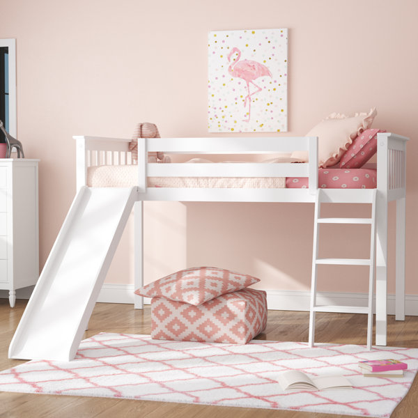 Kittitas twin low loft bed with staircase harriet bee bed frame discount